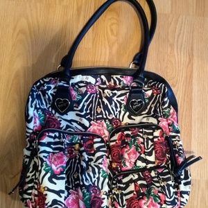 Betsey Johnson Zebra Flowers Shoulder Handbag